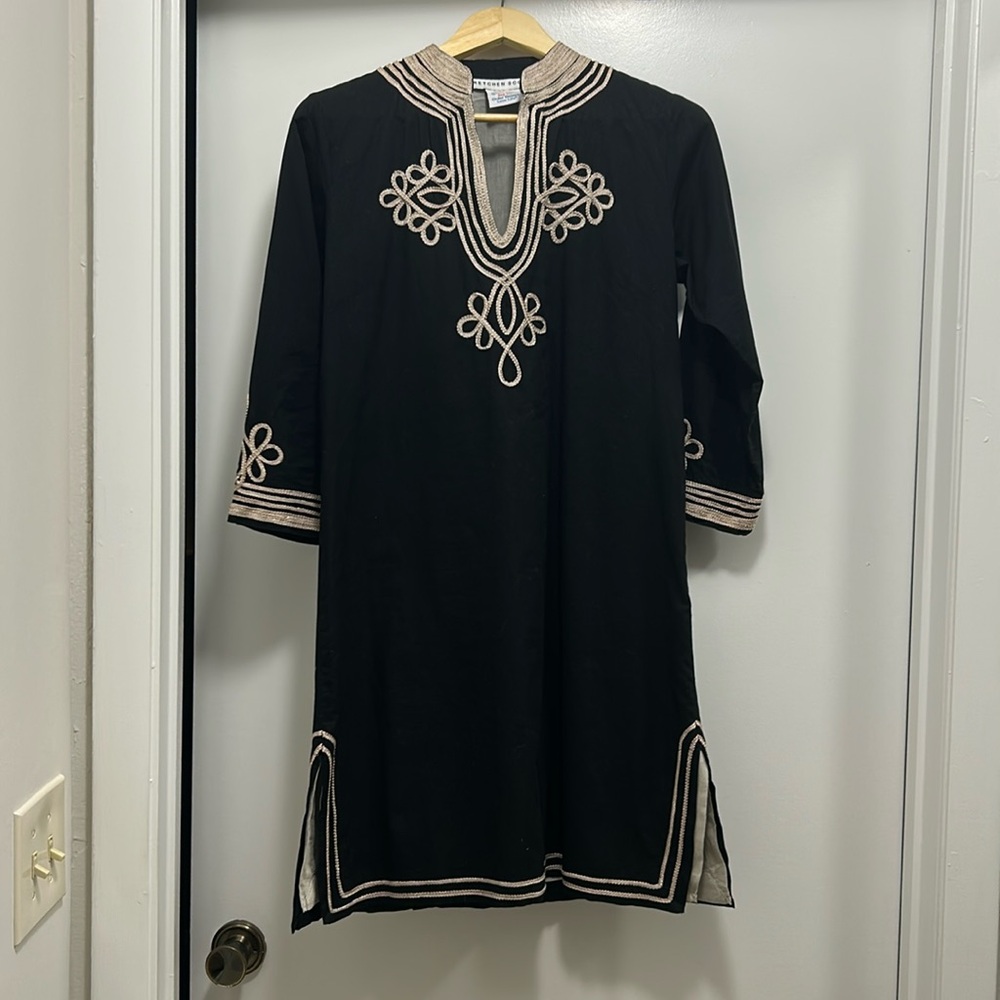 Gretchen Scott, Black Tunic Dress size Small 100% Cotton